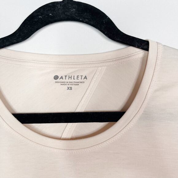 Athleta XSmall Light Pink Essence Twist Long Sleeve Top Crew Neck Keyhole Back - Picture 9 of 12